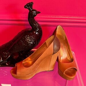 Marco Santi size 7Elegant Brown Wedge Peep-Toe Shoes